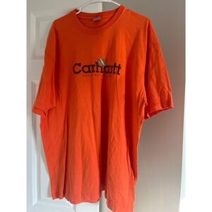 Carhartt Mens XL Orange Graphic Logo Short Sleeve T Shirt Workwear Tee‎